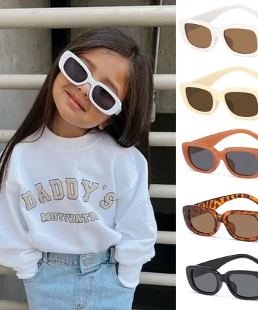 Children Cute Vintage Frosted Rectangle UV400 Sunglasses Outdoor Girls Boys Sweet Sunglasses Protection Classic Kids Sunglasses